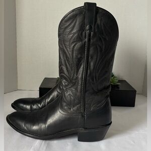 WOMENS BLACK LAREDO WESTERN LEATHER ROUND TOE CLASSIC STITCHING SZ  8.5 D